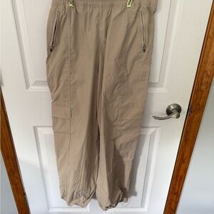 Athleta Tan Cargo Pants Elastic Waistband Relaxed Fit